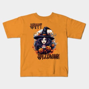 Spooky Witch Happy Halloween Kids T-Shirt